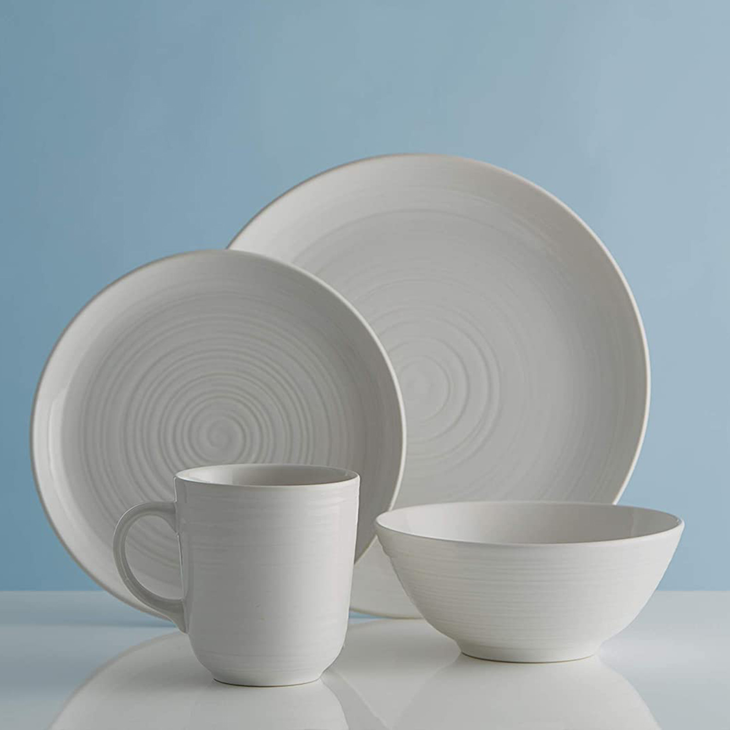 Ripple Effect Stoneware Dinner Set Crockery Dining Plates Bowls Mugs